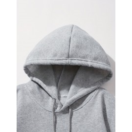 Men'S Casual King Crown Print Hoodie, 100% Polyester Long Sleeve Sweatshirt, Winter Knit Fabric with Slight Stretch, Regular Fit Hooded Top, 200g/m² - Trendy American Style Clothing Gift