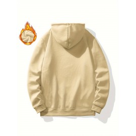 Men'S Casual King Crown Print Hoodie, 100% Polyester Long Sleeve Sweatshirt, Winter Knit Fabric with Slight Stretch, Regular Fit Hooded Top, 200g/m² - Trendy American Style Clothing Gift