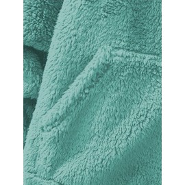 [Cozy Fleece Hoodie] Soft, Warm Men's Cozy Fleece Hoodie with Kangaroo Pocket | Beige Pullover for Fall/Winter, Casual Long Sleeve Sweatshirt with Elastic Cuffs | Plush Texture, Perfect for Outdoor or Indoor Wear, Winter Apparel