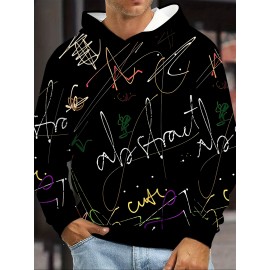 Men's Hoodie - Black with Neon Graffiti Print (Purple, Green, Red, Yellow, White) - Streetwear Pullover Sweatshirt - Machine Washable Urban Fashion Hoodie for Men, Essential Hoodie, Casual Wear, Bold Lettering Design, Comfortable Fabric, Young Adults