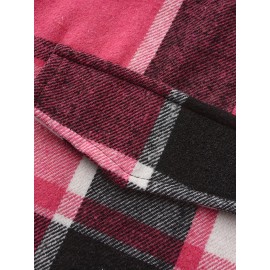 Men'S Casual Plaid Button-Up Shirt - Long Sleeve, Beige & Brown Check Pattern, Loose Fit, Lightweight Polyester Fabric, Perfect for Casual Attire