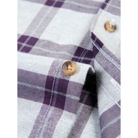 Men's Heavy-Duty Plaid Long Sleeve Dress Shirt - Winter Warmth Collar & Chest Pocket Button, Blue/White/Black/Brown Checkered Pattern, Loose Fit Casual & Formal Button-Up Coat Jacket-like Blazer (Machine Washable)