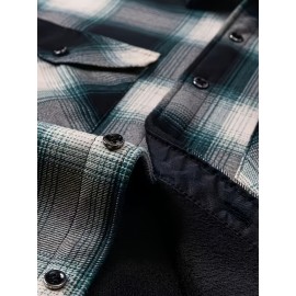 Autumn and Winter Thickened Fleece-Lined Men's Classic Outdoor Casual Home Office Wrinkle-Resistant Plaid Shirt with Multiple Pockets