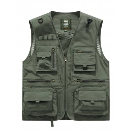 Men's Custom Logo Tactical Vest with ized Logo Printing - Heavy-Duty Multi-Pocket -Grade Vests for Outdoor,, - All-Season Wear (, MOLLE System Compatible, Durable Vest) - Add Your Logo
