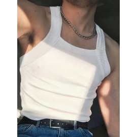 3-Pack Men's Sexy Slim-Fit Stretch Tank Tops - Sleeveless Off-Shoulder/Boat Neck Summer Muscle Tops, Medium-Stretch Fabric, Hand Wash Only, Black/Grey/White, Summer Tank Tops