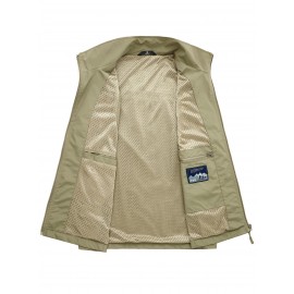 6801 Multi-Pocket Outdoor Vest - Sleeveless Stand Collar Casual Hiking & Travel Vest with Multiple Pockets, Durable Non-Stretch Fabric, All-Season Use, Hand Washable, Hiking Gear, Secure Zipper Closure