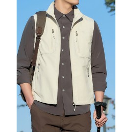 6801 Multi-Pocket Outdoor Vest - Sleeveless Stand Collar Casual Hiking & Travel Vest with Multiple Pockets, Durable Non-Stretch Fabric, All-Season Use, Hand Washable, Hiking Gear, Secure Zipper Closure