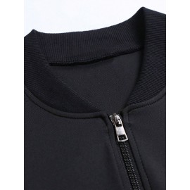 Men's Casual Zip-Up Jacket with Stand Collar - 