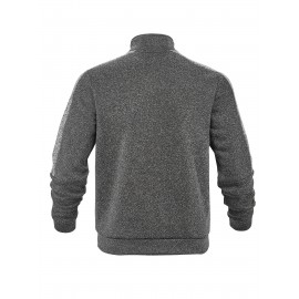 [Men's Color-Block Jacket] Color-Block Men's Knit Zip-Up Jacket | Regular Fit, Contrast Collar, Striped Design, Full-Zip Front, Ribbed Cuffs, Durable Fabric, Everyday Comfort Wear, Casual Outerwear