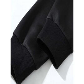 Polyester Knit Graphic Print Bomber Jacket - Men's Casual Reggae Stand Collar Zipper Closure - Fall/Winter Skinny Fit with Pocket Detail