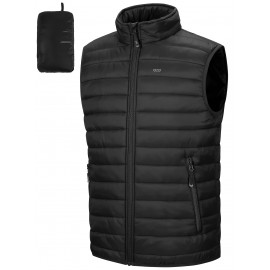 [Windproof Vest] Lightweight High Quality 33,000ft Men's Windproof Insulated Vest | Packable Stand Collar Sleeveless Jacket for Golf Running Tennis, Machine Washable Nylon-Lined Winter Outerwear, Casual Winter Wear