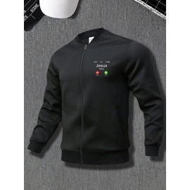 Men's Casual Zip-Up Jacket with Stand Collar - 